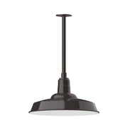 Architectural bronze stem mount pendant with round shade and central stem