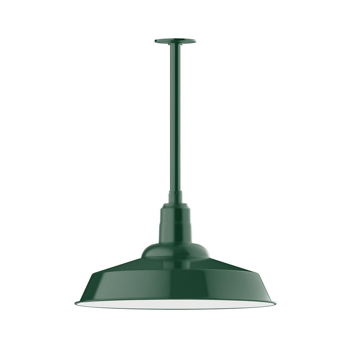 Warehouse 20" pendant, stem mount in Forest Green