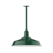 Forest green LED stem mount pendant with wide metal shade