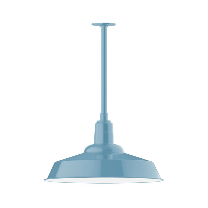 Warehouse 20" pendant, stem mount in Light Blue