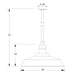 Warehouse 20" pendant, stem mount in Slate Gray Line Drawing