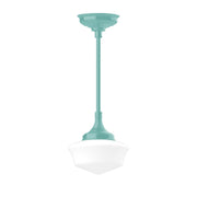 Sea green stem pendant with white glass shade