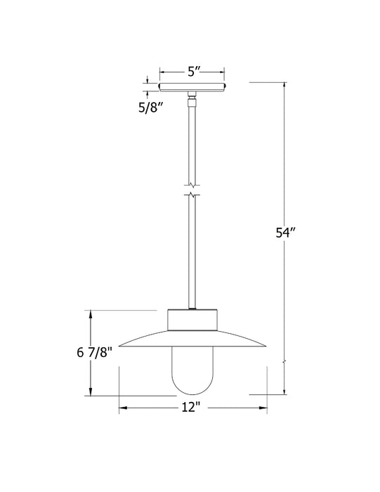 Gambler 12 inch Pendant Stem Hung in Cream | Montclair Light Works