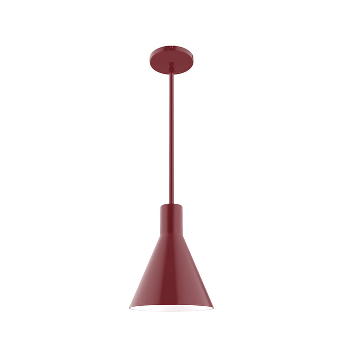 Jerome 8 inch Stem Hung Pendant in Barn Red | Montclair Light Works