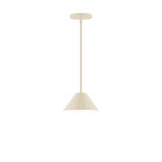Cream stem-hung pendant with bell-shaped shade and hanging rod