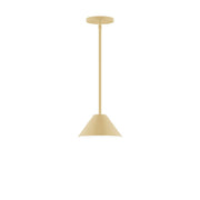 Ivory 8-inch stem-hung pendant with tapered bell shade and round ceiling canopy