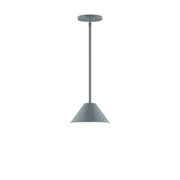 Slate gray 8-inch stem-hung pendant with wide bell shade