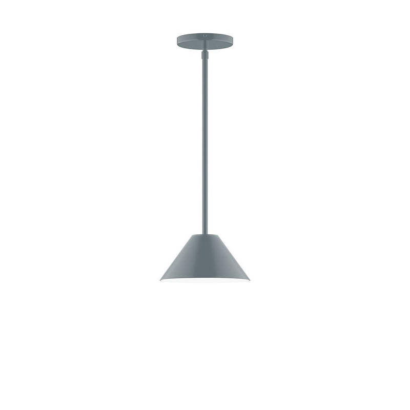 Slate gray 8-inch stem-hung pendant with wide bell shade