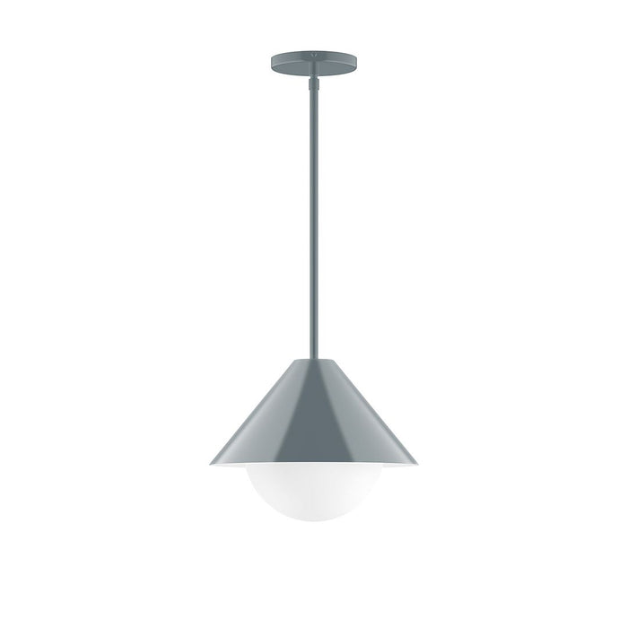 Axis Pinnacle 12" Stem Hung Pendant Light with Glass Globe in Slate Gray