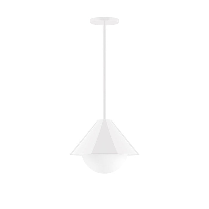 Axis Pinnacle 12" Stem Hung Pendant Light with Glass Globe in White