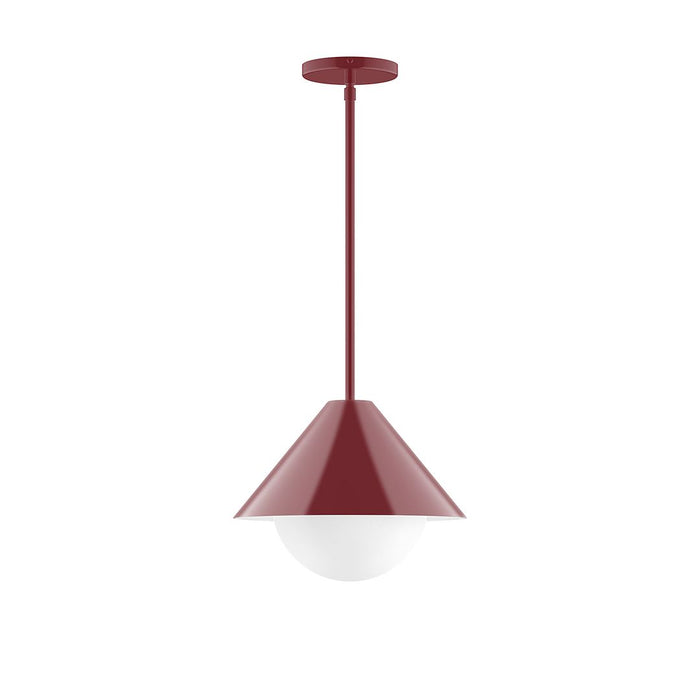 Axis Pinnacle 12" Stem Hung Pendant Light with Glass Globe in Barn Red