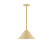 Ivory stem-hung pendant light with cone shade, 12 in