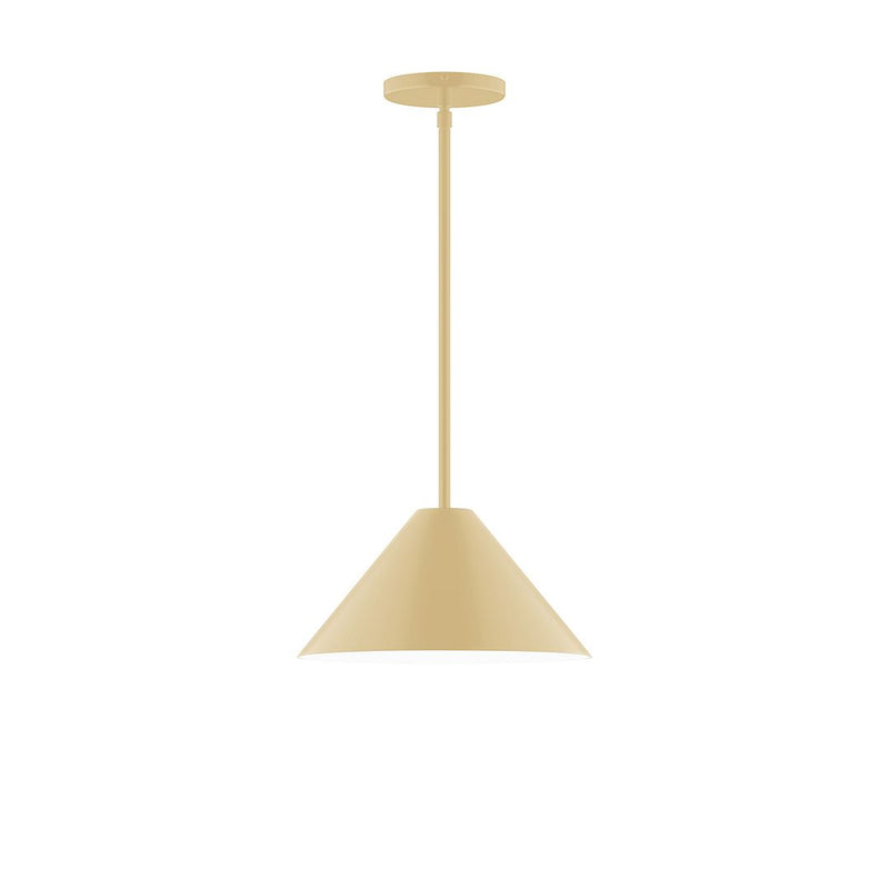 Ivory stem-hung pendant light with cone shade, 12 in