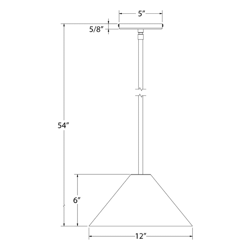 Barn red 12-inch LED stem-hung pendant diagram with 54-inch overall height