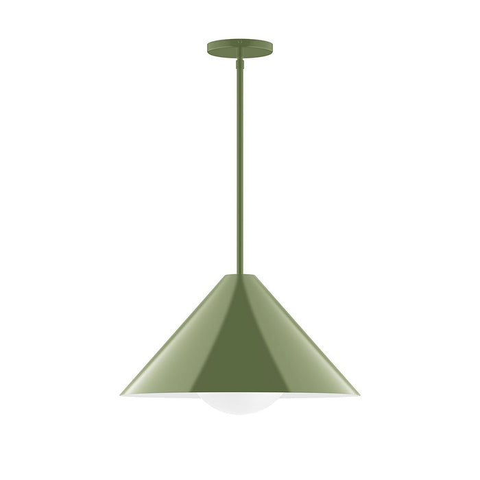 Axis Pinnacle 18" Stem Hung Pendant Light with Glass Globe in Fern Green