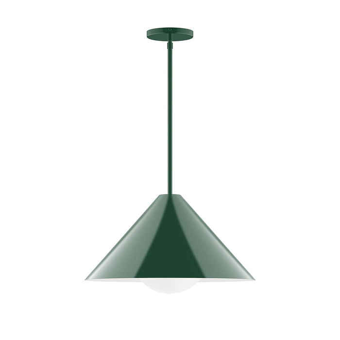 Axis Pinnacle 18" Stem Hung Pendant Light with Glass Globe in Forest Green