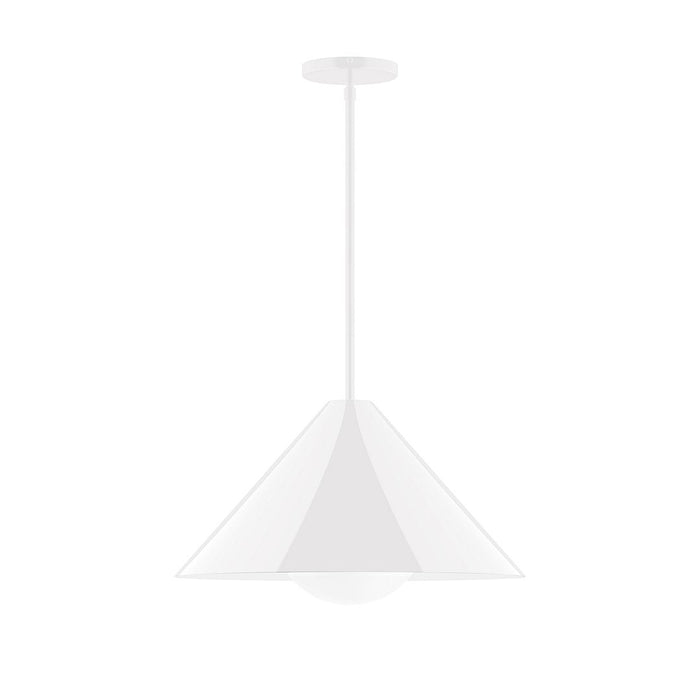 Axis Pinnacle 18" Stem Hung Pendant Light with Glass Globe in White