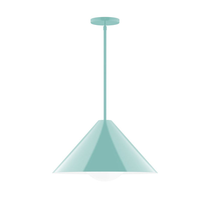 Axis Pinnacle 18" Stem Hung Pendant Light with Glass Globe in Sea Green