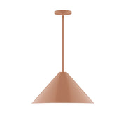 Terracotta stem-hung pendant with bell-shaped shade and straight hanging cord