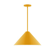 Bright yellow stem-hung pendant with bell-shaped shade
