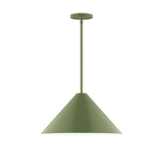 Fern green LED stem-hung pendant with tapered shade and round canopy