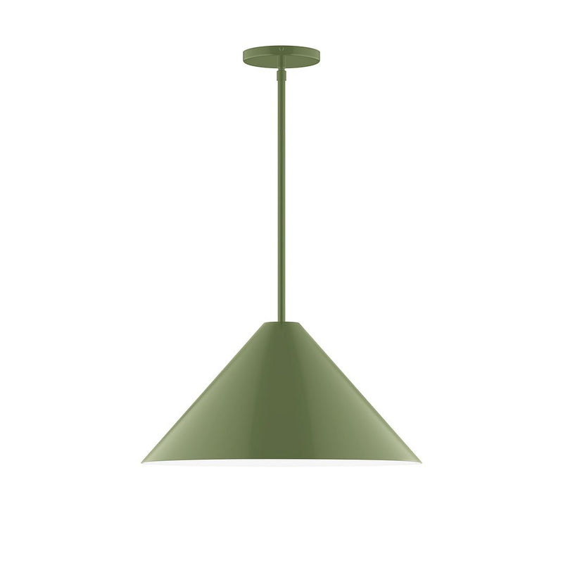 Fern green LED stem-hung pendant with tapered shade and round canopy