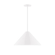 Pinnacle LED stem-hung pendant in white with bell-shaped shade