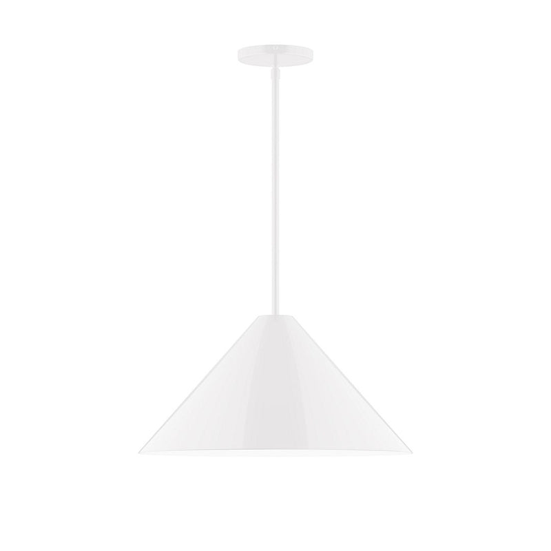 Pinnacle LED stem-hung pendant in white with bell-shaped shade