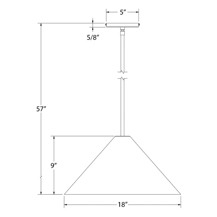 Pinnacle 18" Stem Hung Pendant in Slate Gray Line Drawing