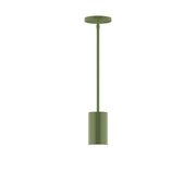 Fern green LED stem-hung pendant with cylindrical shade and round ceiling canopy
