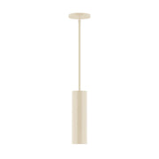 Cream stem-hung pendant with round canopy and cylindrical shade