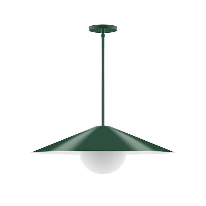 Axis Vessel 24" Stem Hung Pendant Light with Glass Globe in Forest Green