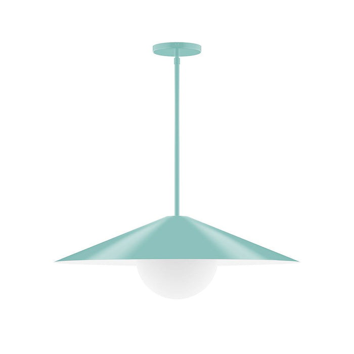 Axis Vessel 24" Stem Hung Pendant Light with Glass Globe in Sea Green