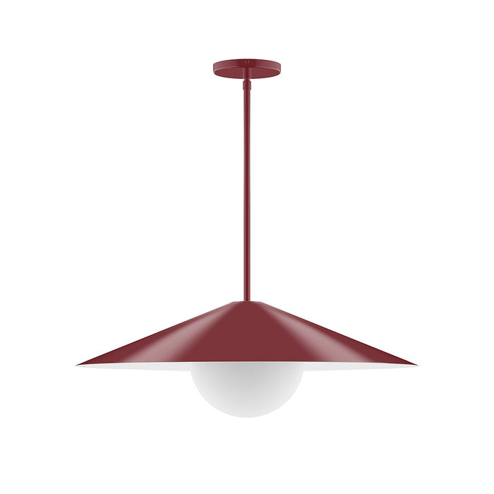 Axis Vessel 24" Stem Hung Pendant Light with Glass Globe in Barn Red