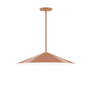 Terracotta stem-hung pendant light with wide dome shade and metal ceiling canopy