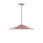 Mauve LED stem-hung pendant light with wide teardrop shade