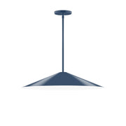 24 in navy stem-hung pendant with wide dome shade and ceiling canopy