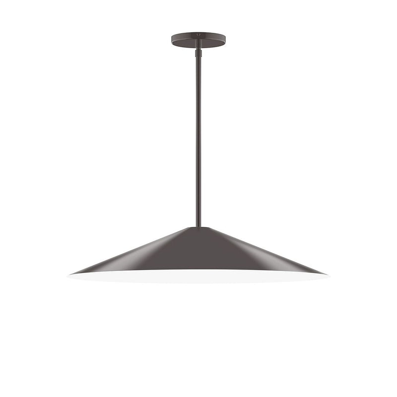 Architectural bronze stem hung pendant with wide flared shade