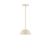 Cream stem-hung LED pendant with rounded dome shade