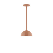 Terracotta dome LED stem-hung pendant light with round canopy and long rod