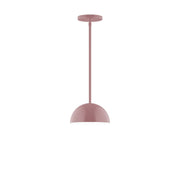 Mauve LED stem-hung pendant with dome shade