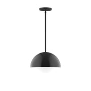 Black stem-hung pendant with domed shade