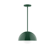 Forest green glass globe stem-hung pendant light with round canopy