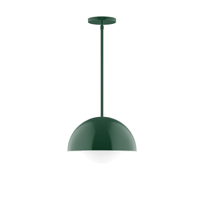 Axis Arcade 12" Stem Hung Pendant Light with Glass Globe in Forest Green