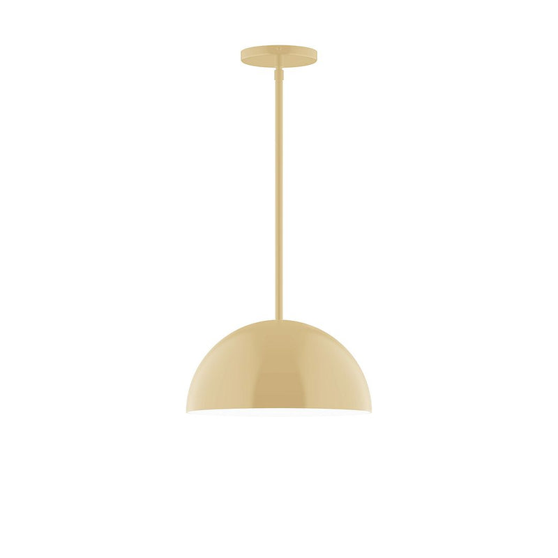 Ivory dome LED stem-hung pendant with wide curved shade