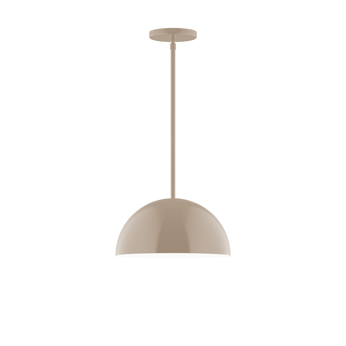 Clay dome pendant light with 12 in width on stem