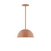 Terracotta dome stem-hung pendant light with round canopy and smooth shade