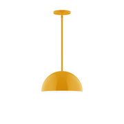 Bright yellow stem-hung pendant with dome shade