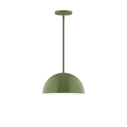 Fern green LED stem-hung pendant with dome shade and round ceiling canopy