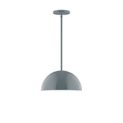 Slate gray dome pendant light with round ceiling canopy and long stem
